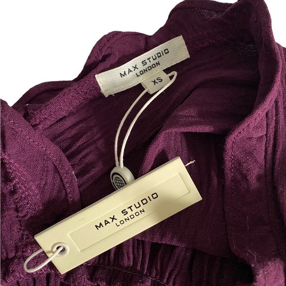 Max Studio pantsuit, size xsmall, 100% polyester, smocked waist, burgundy (NWT) - Picture 11 of 13